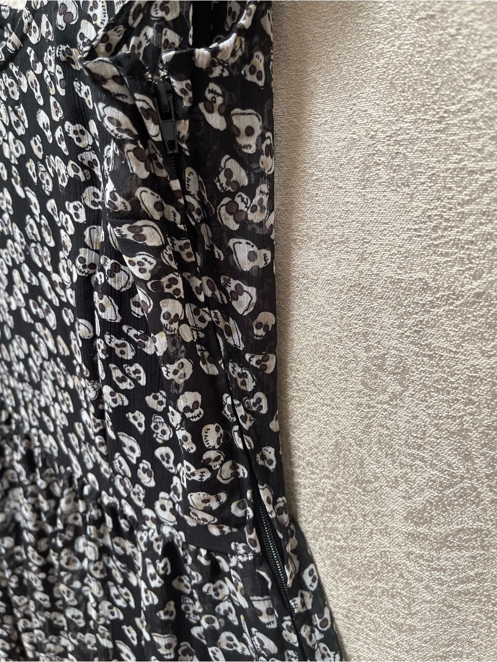 Royal Bones Black Cream Skull Print Vintage Goth Y2k Babydoll Mini Dress Daang - Picture 4 of 15